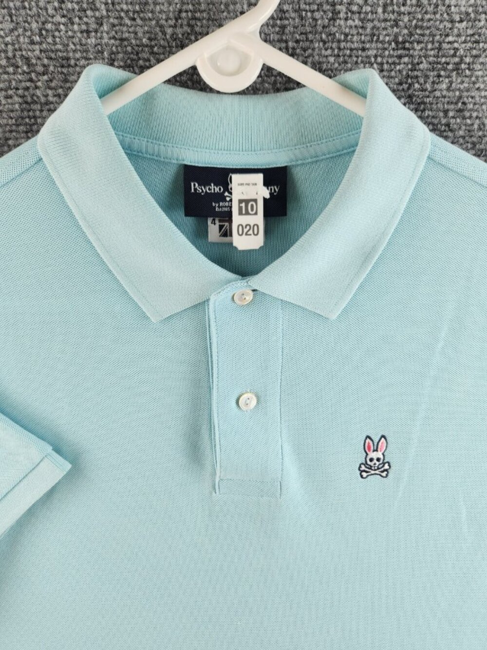 Psycho Bunny Short Sleeve Light Blue Pima Cotton Polo Shirt Logo Adult Size 4